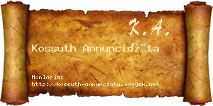 Kossuth Annunciáta névjegykártya